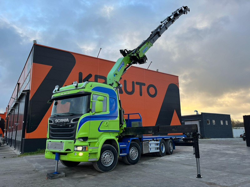 Scania R 520 8x2*6 EFFER 685/6S / WINCH / JIB CONNECTION / PLATFORM L=6423 mm - Camião de caixa aberta/ Plataforma, Caminhão grua: foto 1 Scania R 520 8x2*6 EFFER 685/6S / WINCH / JIB CONNECTION / PLATFORM L=6423 mm - Camião de caixa aberta/ Plataforma, Caminhão grua: foto 1