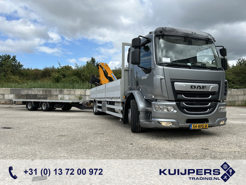 DAF LF 320 FA 19T + Burg BPM 0018 Trailer / Effer 175.2/c3s Crane / NL Combi - Camião de caixa aberta/ Plataforma, Caminhão grua: foto 1 DAF LF 320 FA 19T + Burg BPM 0018 Trailer / Effer 175.2/c3s Crane / NL Combi - Camião de caixa aberta/ Plataforma, Caminhão grua: foto 1