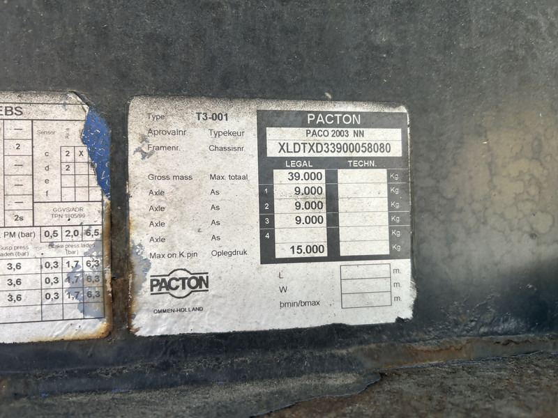 Semi-reboque de lona Pacton T3-001 / Curtainside Trailer / BPW Drum / APK TUV 03-26: foto 14 Semi-reboque de lona Pacton T3-001 / Curtainside Trailer / BPW Drum / APK TUV 03-26: foto 14