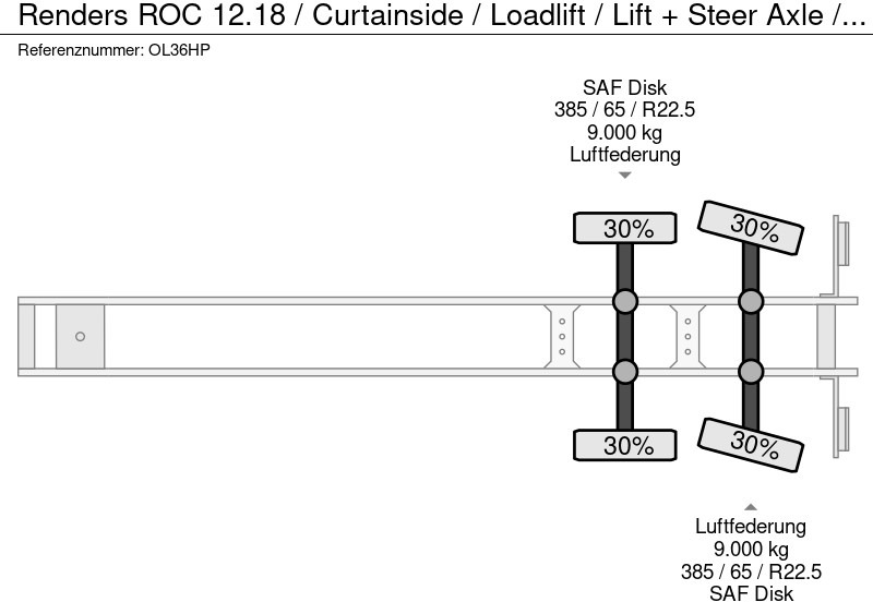 Semi-reboque de lona Renders ROC 12.18 / Curtainside / Loadlift / Lift + Steer Axle / Side Boards: foto 20
