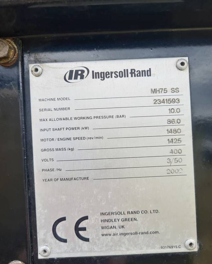 Kompresor śrubowy INGERSOLL RAND MH75 - Compressor de ar: foto 5 Kompresor śrubowy INGERSOLL RAND MH75 - Compressor de ar: foto 5