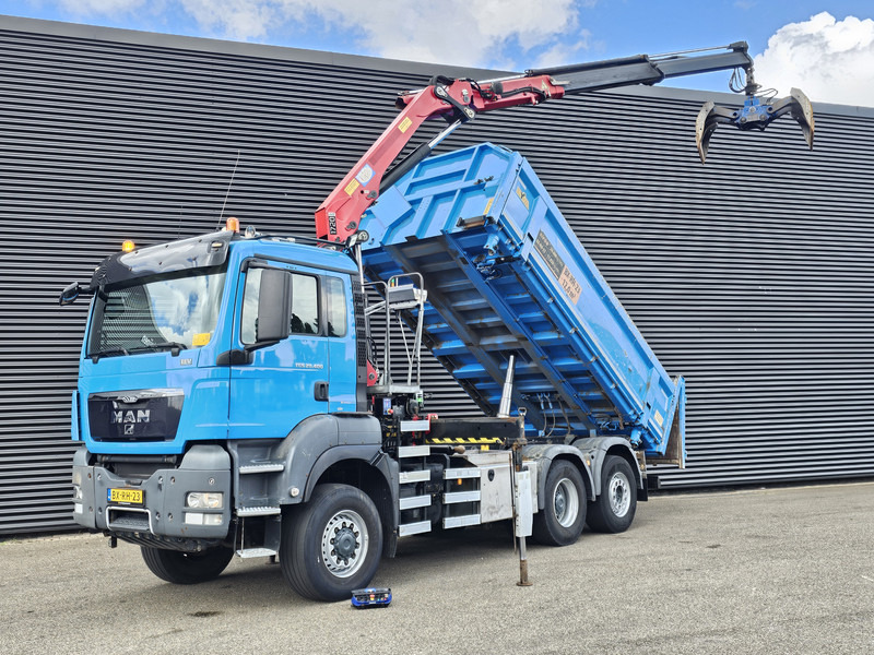MAN TGS 28.400 6X4-4 BL / CRANE + 2 SIDE TIPPER - Caminhão basculante, Caminhão grua: foto 1 MAN TGS 28.400 6X4-4 BL / CRANE + 2 SIDE TIPPER - Caminhão basculante, Caminhão grua: foto 1
