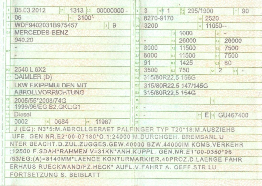 Mercedes-Benz 2540 L 6x2 Palfinger T20 mit hydr. Containerverr - Caminhão polibenne: foto 2 Mercedes-Benz 2540 L 6x2 Palfinger T20 mit hydr. Containerverr - Caminhão polibenne: foto 2