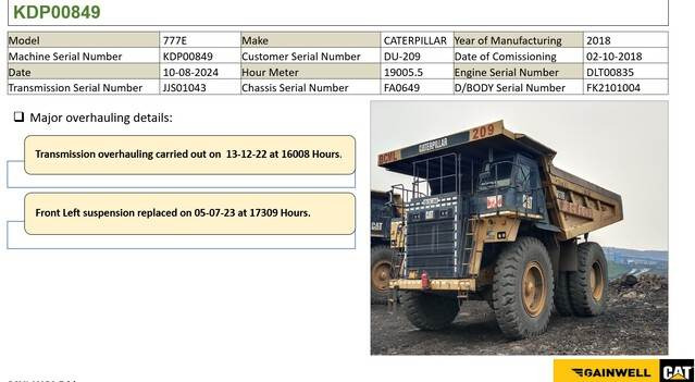 Caminhão fora de estrada CAT 777E: foto 7