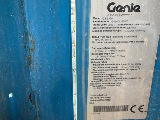 Genie GS5390 - Plataforma de Tijera/ Plataforma de tesoura: foto 5 Genie GS5390 - Plataforma de Tijera/ Plataforma de tesoura: foto 5