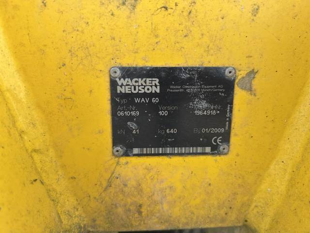 Wacker Neuson WAV60 - Placas vibratórias, Equipamento: foto 5 Wacker Neuson WAV60 - Placas vibratórias, Equipamento: foto 5