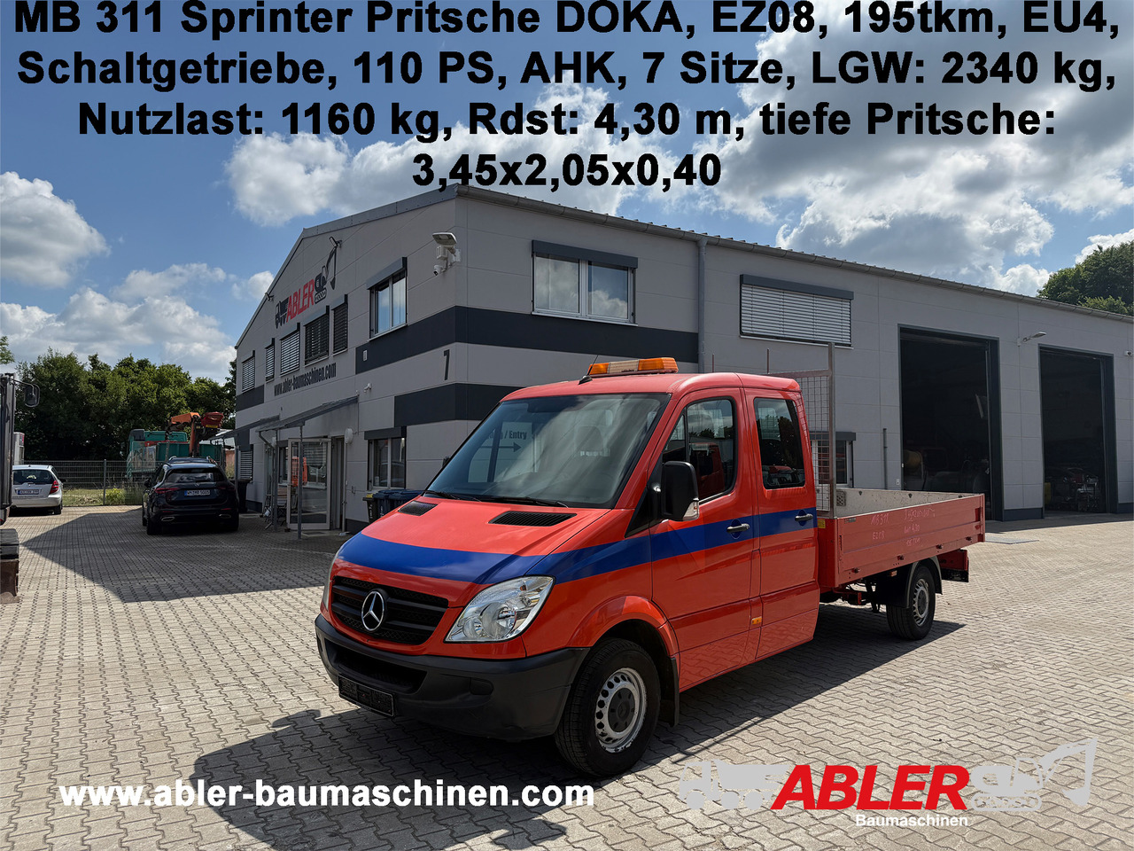 Mercedes-Benz 311 Sprinter Pritsche AHK - Camião de caixa aberta/ Plataforma: foto 1 Mercedes-Benz 311 Sprinter Pritsche AHK - Camião de caixa aberta/ Plataforma: foto 1