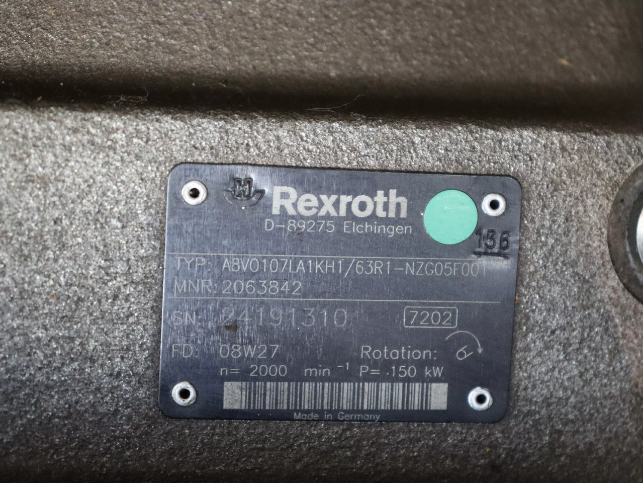 REXROTH A8VO107LA1KH1/63R1-NZG05F001 - Bomba hidráulica de Equipamento de movimentação: foto 5 REXROTH A8VO107LA1KH1/63R1-NZG05F001 - Bomba hidráulica de Equipamento de movimentação: foto 5