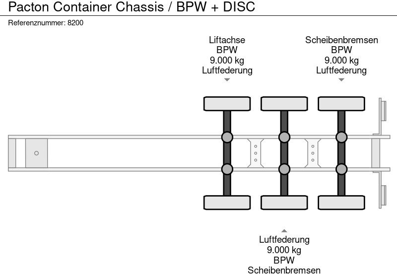 Semireboque transportador de contêineres/ Caixa móvel Pacton Container Chassis / BPW + DISC: foto 6