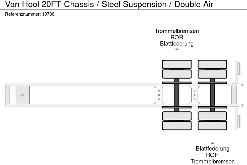 Semireboque transportador de contêineres/ Caixa móvel Van Hool 20FT Chassis / Steel Suspension / Double Air: foto 10 Semireboque transportador de contêineres/ Caixa móvel Van Hool 20FT Chassis / Steel Suspension / Double Air: foto 10