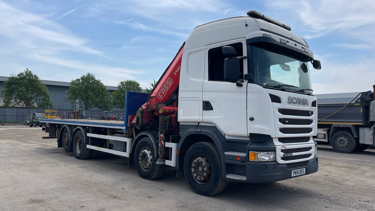 SCANIA R 450 - Camião de caixa aberta/ Plataforma, Caminhão grua: foto 1 SCANIA R 450 - Camião de caixa aberta/ Plataforma, Caminhão grua: foto 1