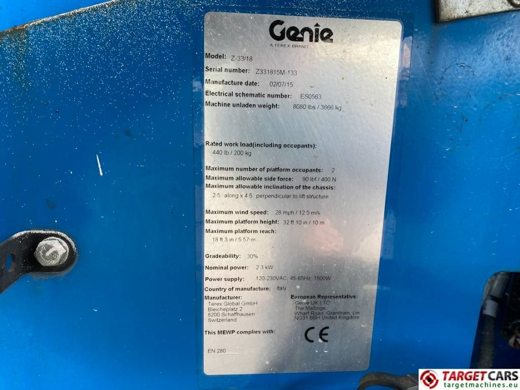 Plataforma articulada Genie Z-33/18 Electric Articulated Boom Work Lift 1200cm: foto 10 Plataforma articulada Genie Z-33/18 Electric Articulated Boom Work Lift 1200cm: foto 10