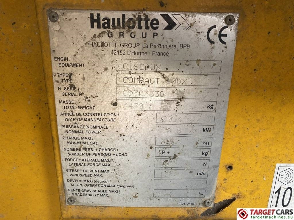 Plataforma de Tijera/ Plataforma de tesoura Haulotte Compact 10DX Diesel 4x4 Scissor 1015cm DEFECT: foto 10