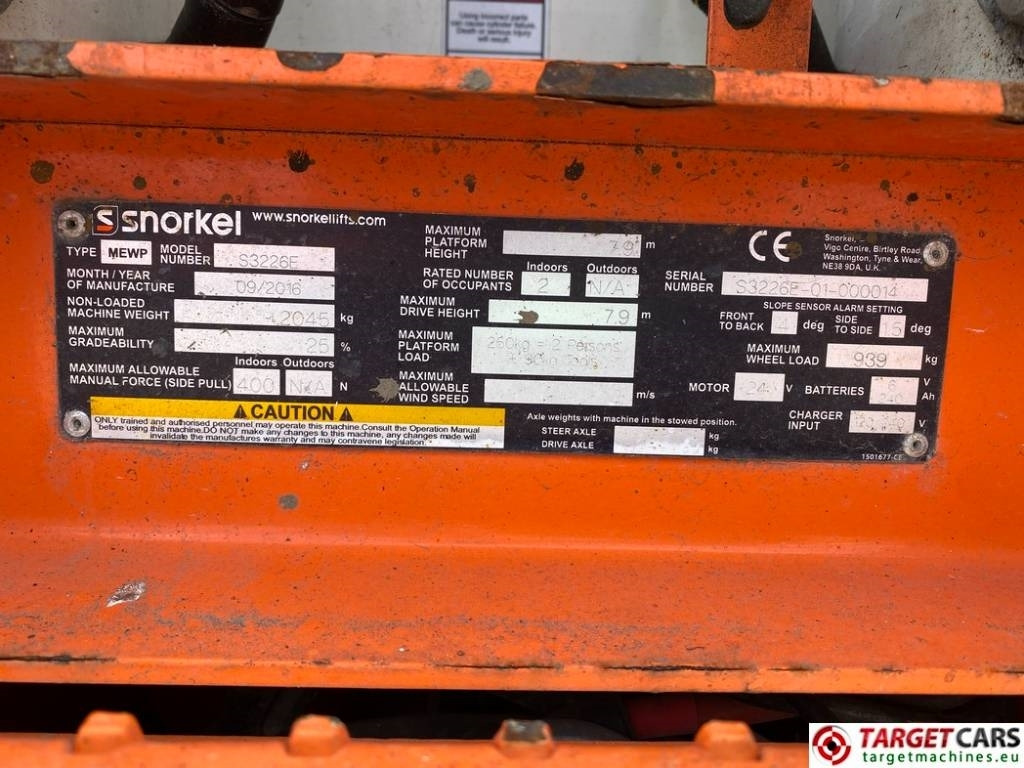 Plataforma de Tijera/ Plataforma de tesoura Snorkel S3226E Electric Scissor Work Lift 990cm: foto 10