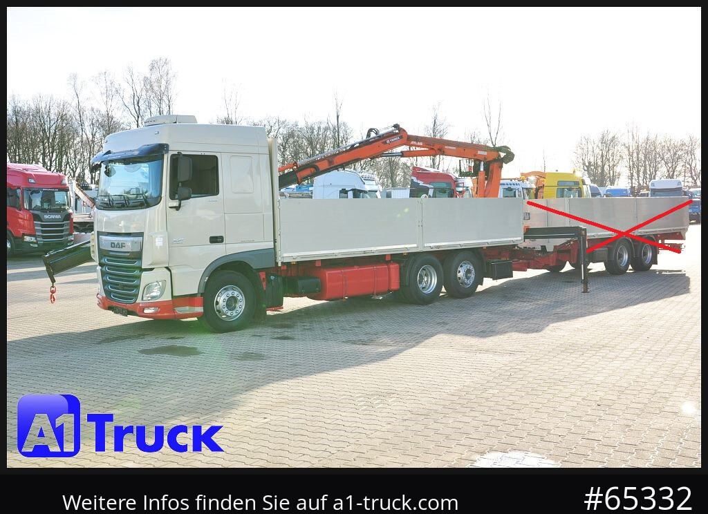 Camião de caixa aberta/ Plataforma, Caminhão grua DAF XF 440, Baustoff, Terex 145.2: foto 11