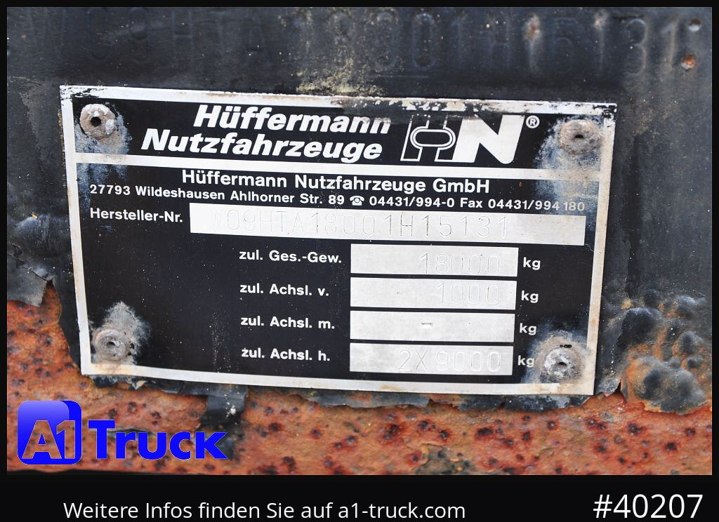 Reboque plataforma/ Caixa aberta HUEFFERMANN HTA1800, Ballast, BPW Achsen, Luft: foto 7 Reboque plataforma/ Caixa aberta HUEFFERMANN HTA1800, Ballast, BPW Achsen, Luft: foto 7
