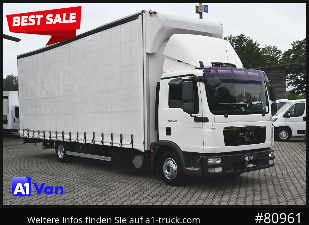 MAN TGL 8.220 Pritsche Plane, Klima, Schiebeplane, Automatik - Furgão de toldo: foto 1 MAN TGL 8.220 Pritsche Plane, Klima, Schiebeplane, Automatik - Furgão de toldo: foto 1