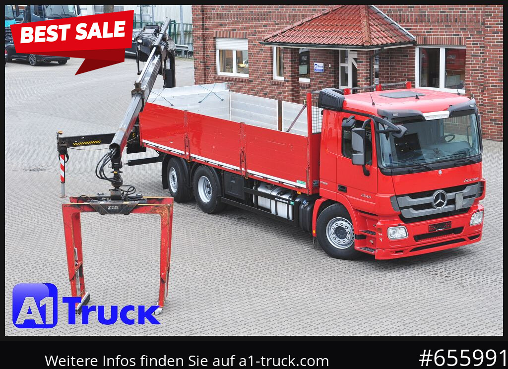 MERCEDES-BENZ Actros 2546 MP 3, HIAB Kran, Lift-Lenkachse, - Camião de caixa aberta/ Plataforma, Caminhão grua: foto 1 MERCEDES-BENZ Actros 2546 MP 3, HIAB Kran, Lift-Lenkachse, - Camião de caixa aberta/ Plataforma, Caminhão grua: foto 1