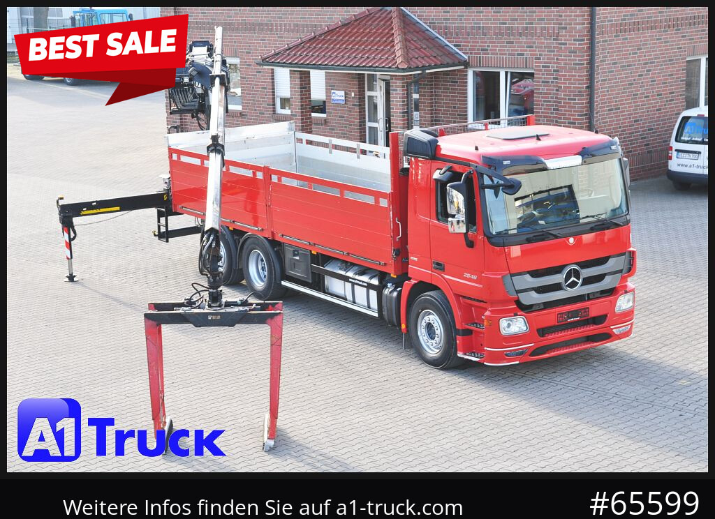 MERCEDES-BENZ Actros 2546 MP 3, HIAB Kran, Lift-Lenkachse, - Camião de caixa aberta/ Plataforma, Caminhão grua: foto 1 MERCEDES-BENZ Actros 2546 MP 3, HIAB Kran, Lift-Lenkachse, - Camião de caixa aberta/ Plataforma, Caminhão grua: foto 1