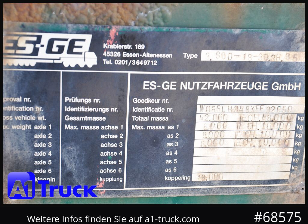 Semireboque baixa para transporte de máquinas pesadas NOOTEBOOM ES-GE 3 Achs Tele, SAF: foto 6 Semireboque baixa para transporte de máquinas pesadas NOOTEBOOM ES-GE 3 Achs Tele, SAF: foto 6