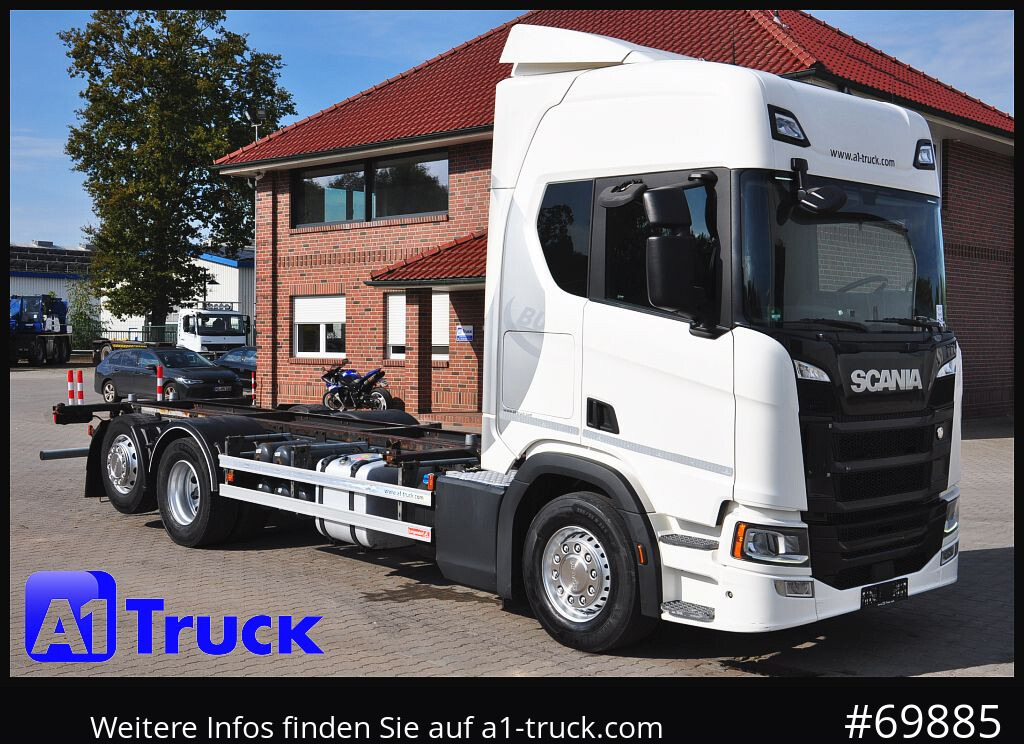 SCANIA R 450, Midi 7,82, Lenkachse, 1 Vorbesitzer - Caminhão transportador de contêineres/ Caixa móvel: foto 1 SCANIA R 450, Midi 7,82, Lenkachse, 1 Vorbesitzer - Caminhão transportador de contêineres/ Caixa móvel: foto 1