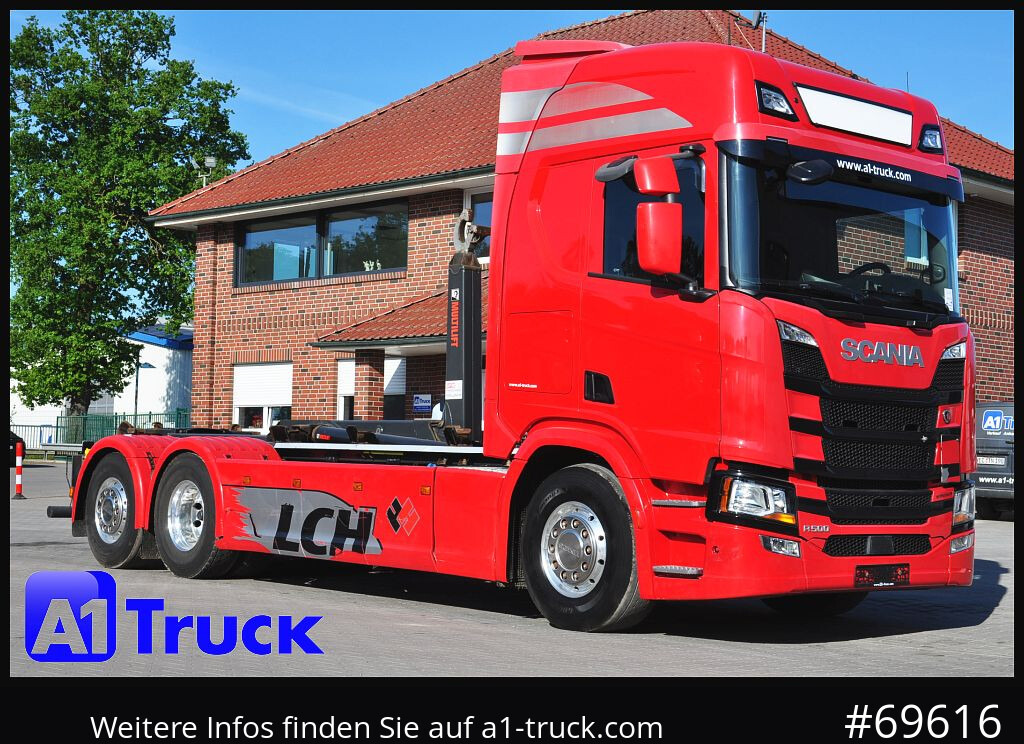 SCANIA R500, Abrollkipper, HIAB, Lift-Lenkachse, - Caminhão polibenne: foto 1 SCANIA R500, Abrollkipper, HIAB, Lift-Lenkachse, - Caminhão polibenne: foto 1