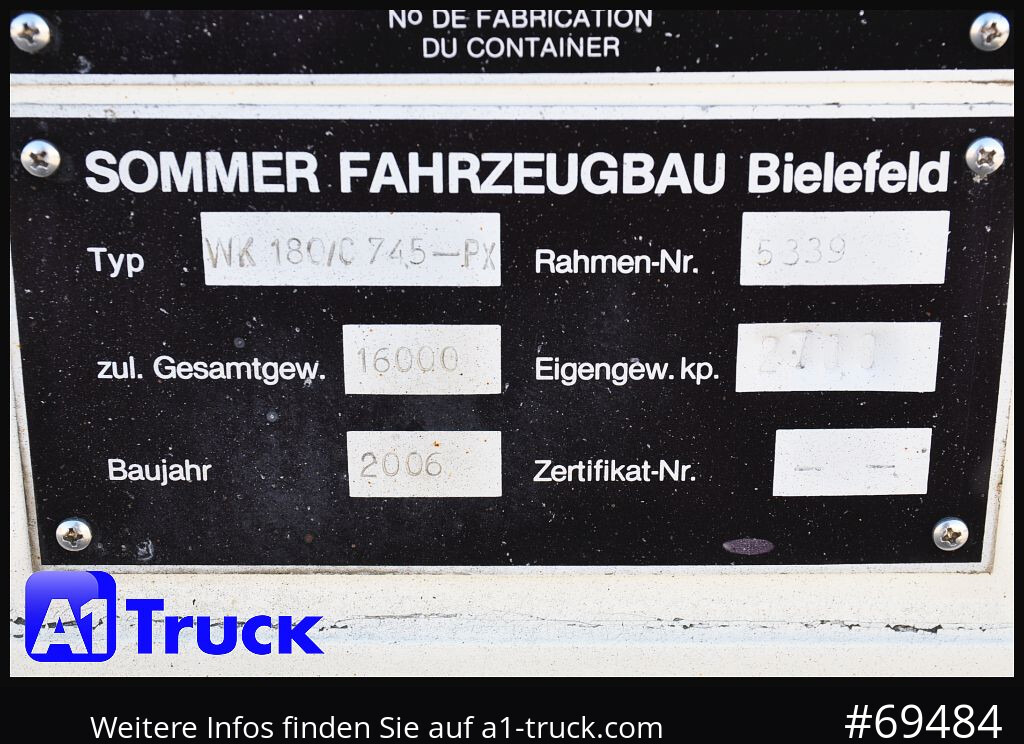 Carroçaria para furgões SOMMER BDF 7,45 Wechselbrücke, 2780mm Innenhöhe, verzinkt: foto 8