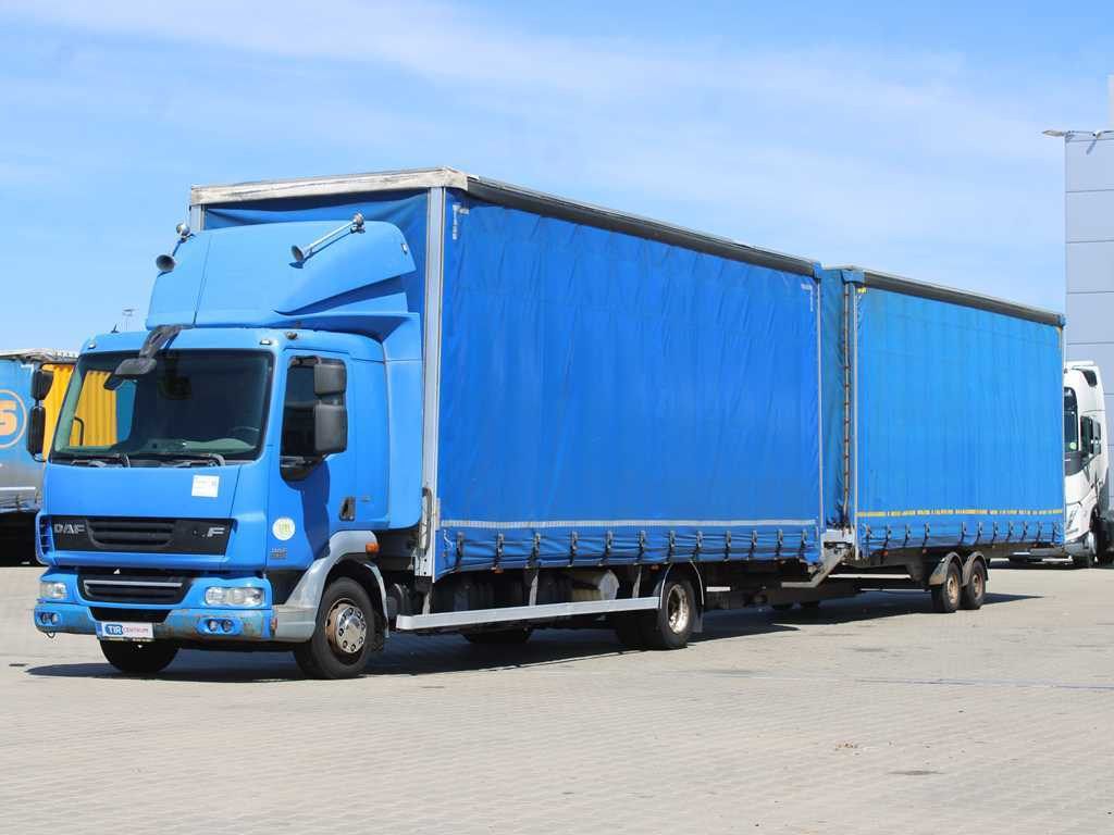 DAF FA LF 45, EURO 5, TYRES 80% + AGADOS TRAILER - Caminhão com lona: foto 1 DAF FA LF 45, EURO 5, TYRES 80% + AGADOS TRAILER - Caminhão com lona: foto 1