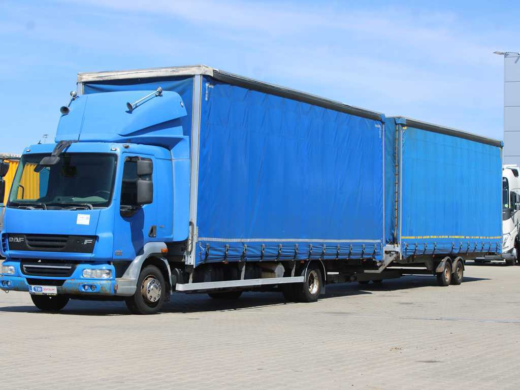 Caminhão com lona DAF FA LF 45, EURO 5, TYRES 80% + AGADOS TRAILER: foto 1