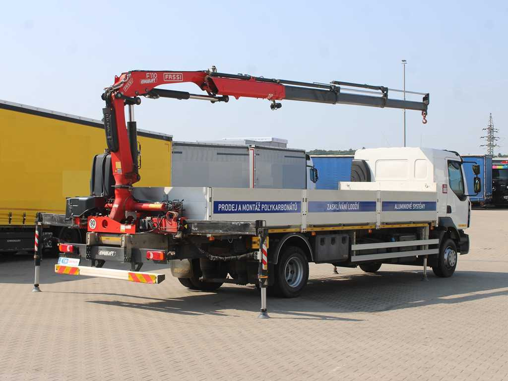 Renault D 250, EURO 6, SIDE, HYDRAULIC ARM FASSI F110 - Camião de caixa aberta/ Plataforma, Caminhão grua: foto 4 Renault D 250, EURO 6, SIDE, HYDRAULIC ARM FASSI F110 - Camião de caixa aberta/ Plataforma, Caminhão grua: foto 4