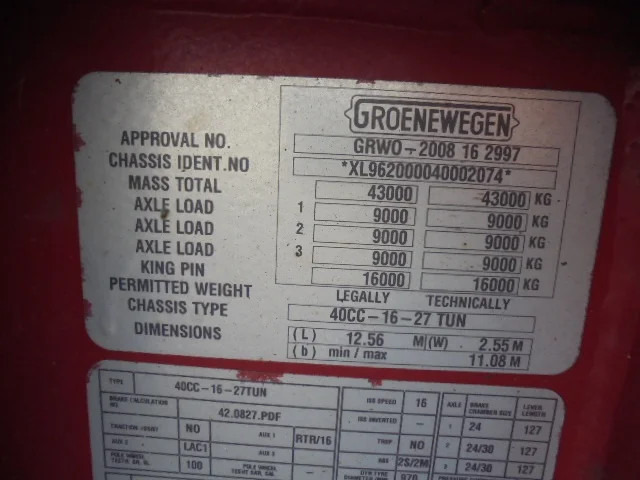 Groenewegen 40CC-16-27TUN - Semireboque transportador de contêineres/ Caixa móvel: foto 3 Groenewegen 40CC-16-27TUN - Semireboque transportador de contêineres/ Caixa móvel: foto 3