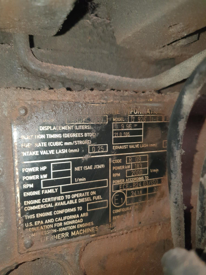 Motor Liebherr D926TIE (para piezas) - Motor de Máquina de construção: foto 3 Motor Liebherr D926TIE (para piezas) - Motor de Máquina de construção: foto 3