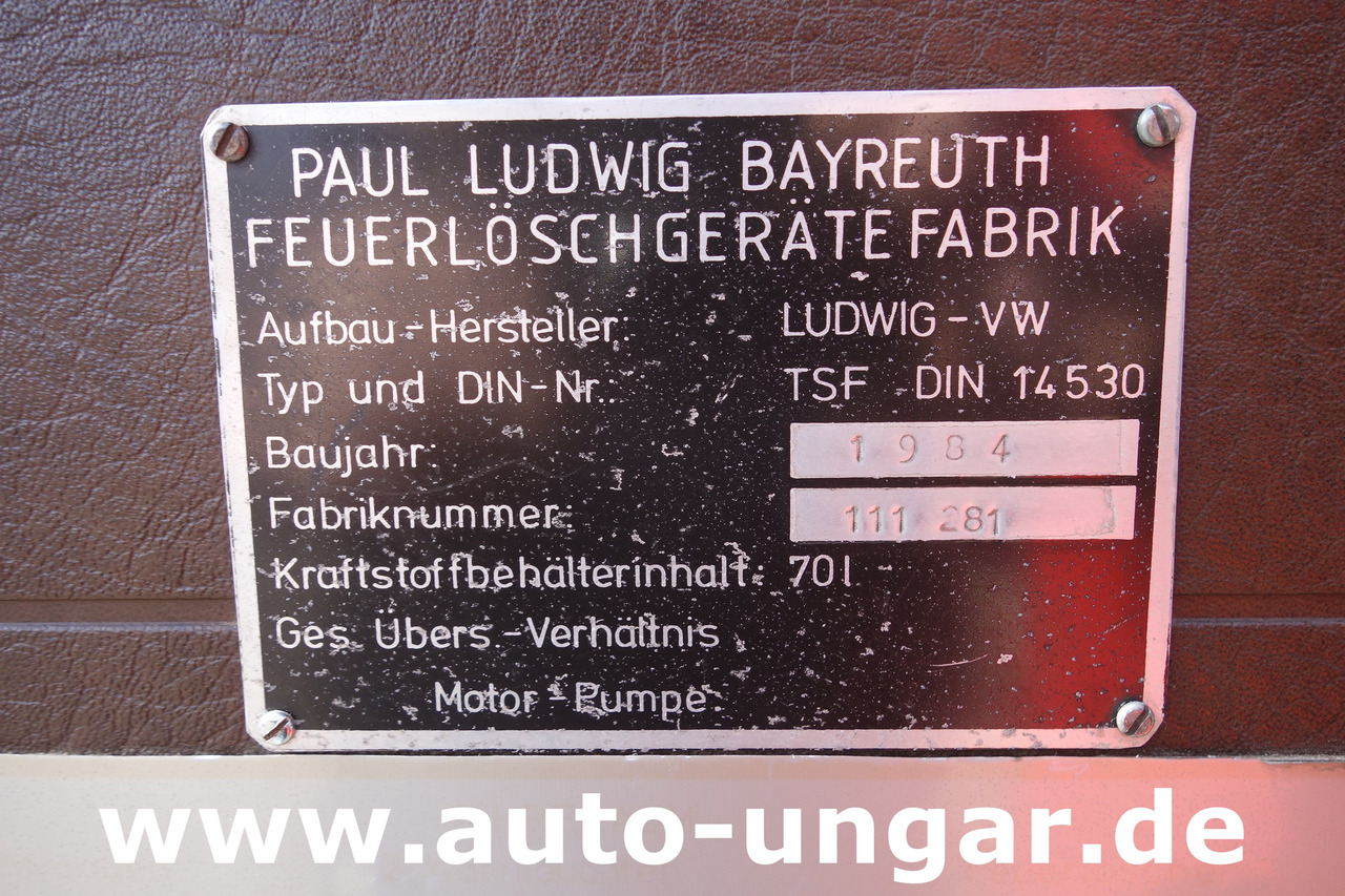 Furgão compacto VOLKSWAGEN VW LT 31 Typ 281 TSF Tragkraftspritzenfahrzeug Feuerwehr: foto 19