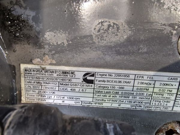 Cummins QSB7-G6 NR4  CPL3277 Engine (Plant) - Motor de Máquina de construção: foto 2 Cummins QSB7-G6 NR4  CPL3277 Engine (Plant) - Motor de Máquina de construção: foto 2