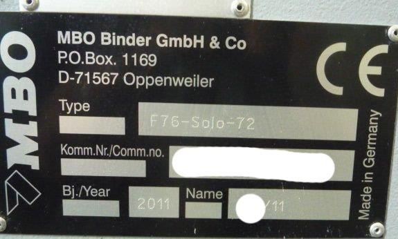 Máquina de impressão Flat pile feeder MBO F 76 Solo with independent drive for max. format of 72 x 102 cm and Cutting unit Herzog and Heymann H&H N 381 with Technifold Creasing tools: foto 6