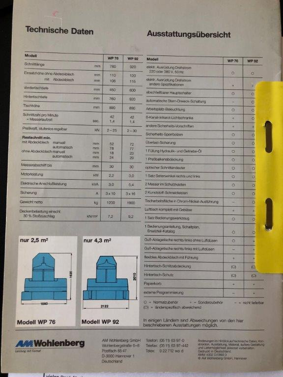 High-speed cutter Wohlenberg WP 76 SPM - Máquina de corte de papel: foto 3 High-speed cutter Wohlenberg WP 76 SPM - Máquina de corte de papel: foto 3
