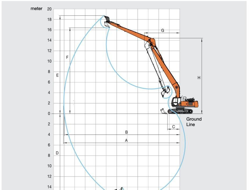 Hitachi ZX350 Long Reach Super Long Front 22 Meters SLF - Escavadora de rastos: foto 3 Hitachi ZX350 Long Reach Super Long Front 22 Meters SLF - Escavadora de rastos: foto 3