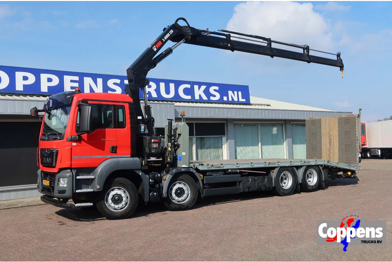 MAN TGS 35.360 8x2 Euro 6 Oprijwagen + Hiab 228 E 3 kraan. - Camião de caixa aberta/ Plataforma, Caminhão grua: foto 1 MAN TGS 35.360 8x2 Euro 6 Oprijwagen + Hiab 228 E 3 kraan. - Camião de caixa aberta/ Plataforma, Caminhão grua: foto 1