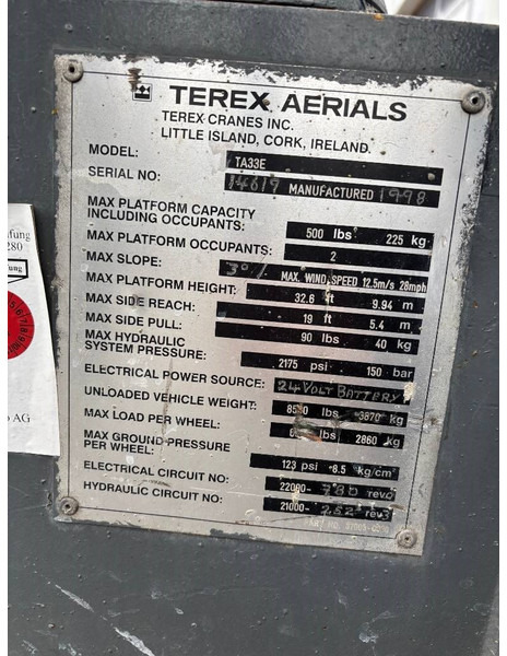 Terex TA33E 12m Elektro Gelenk-Teleskop-Arbeitsbühne - Plataforma articulada: foto 4 Terex TA33E 12m Elektro Gelenk-Teleskop-Arbeitsbühne - Plataforma articulada: foto 4
