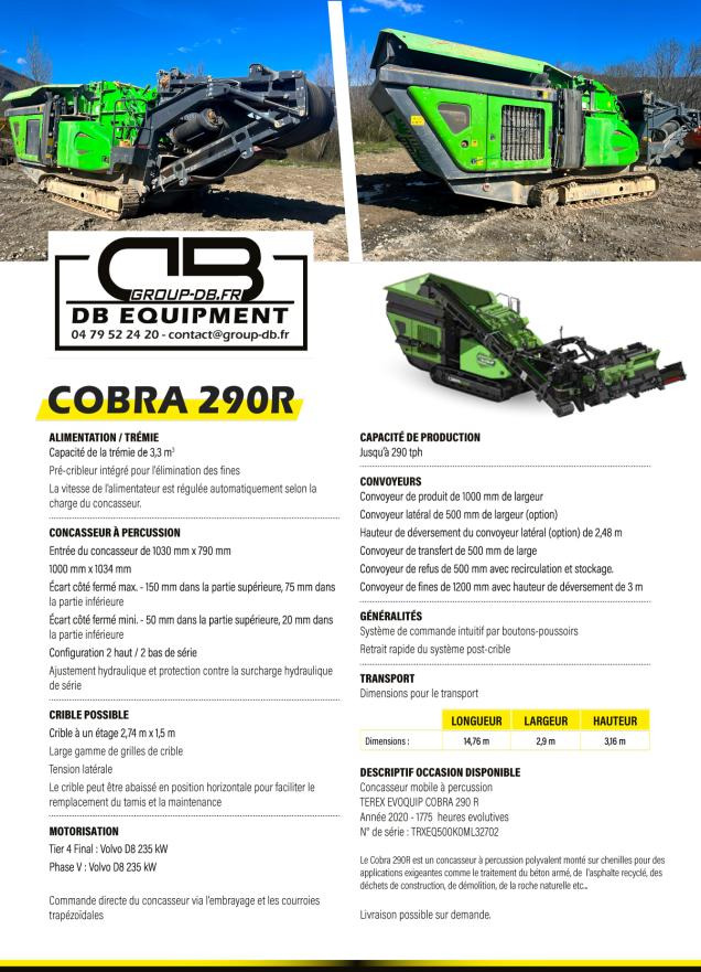 Britador TEREX EVOQUIP COBRA 290R CONCASSEUR MOBILE A CHENILLE: foto 14