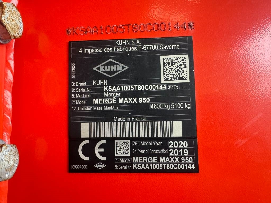 Kuhn Merge Maxx 950 - Ancinho enleirador: foto 5 Kuhn Merge Maxx 950 - Ancinho enleirador: foto 5