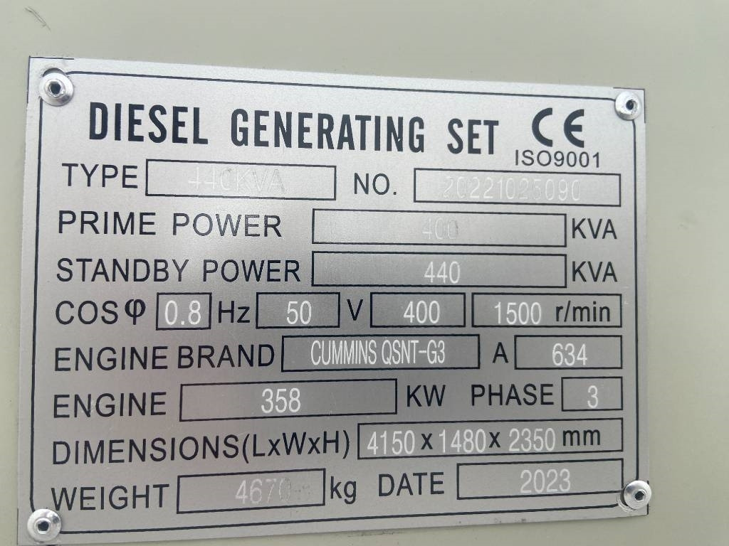 Cummins QSNT-G3 - 440 kVA Generator - DPX-19844 - Gerador elétrico: foto 4 Cummins QSNT-G3 - 440 kVA Generator - DPX-19844 - Gerador elétrico: foto 4