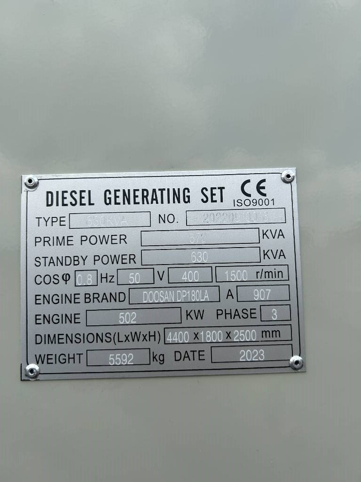 Doosan DP180LA - 630 kVA Generator - DPX-19856 - Gerador elétrico: foto 4 Doosan DP180LA - 630 kVA Generator - DPX-19856 - Gerador elétrico: foto 4
