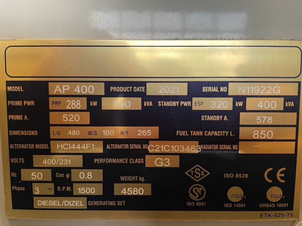 Locação de Perkins 2206A-E13TAG2 - 400 kVA Generator - DPX-12650  Perkins 2206A-E13TAG2 - 400 kVA Generator - DPX-12650: foto 6