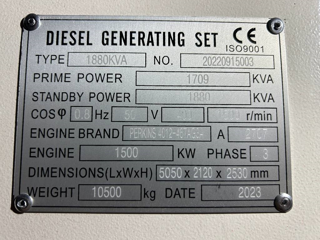Perkins 4012-46TAG3A - 1.880 kVA Generator - DPX-19824-O - Gerador elétrico: foto 4 Perkins 4012-46TAG3A - 1.880 kVA Generator - DPX-19824-O - Gerador elétrico: foto 4