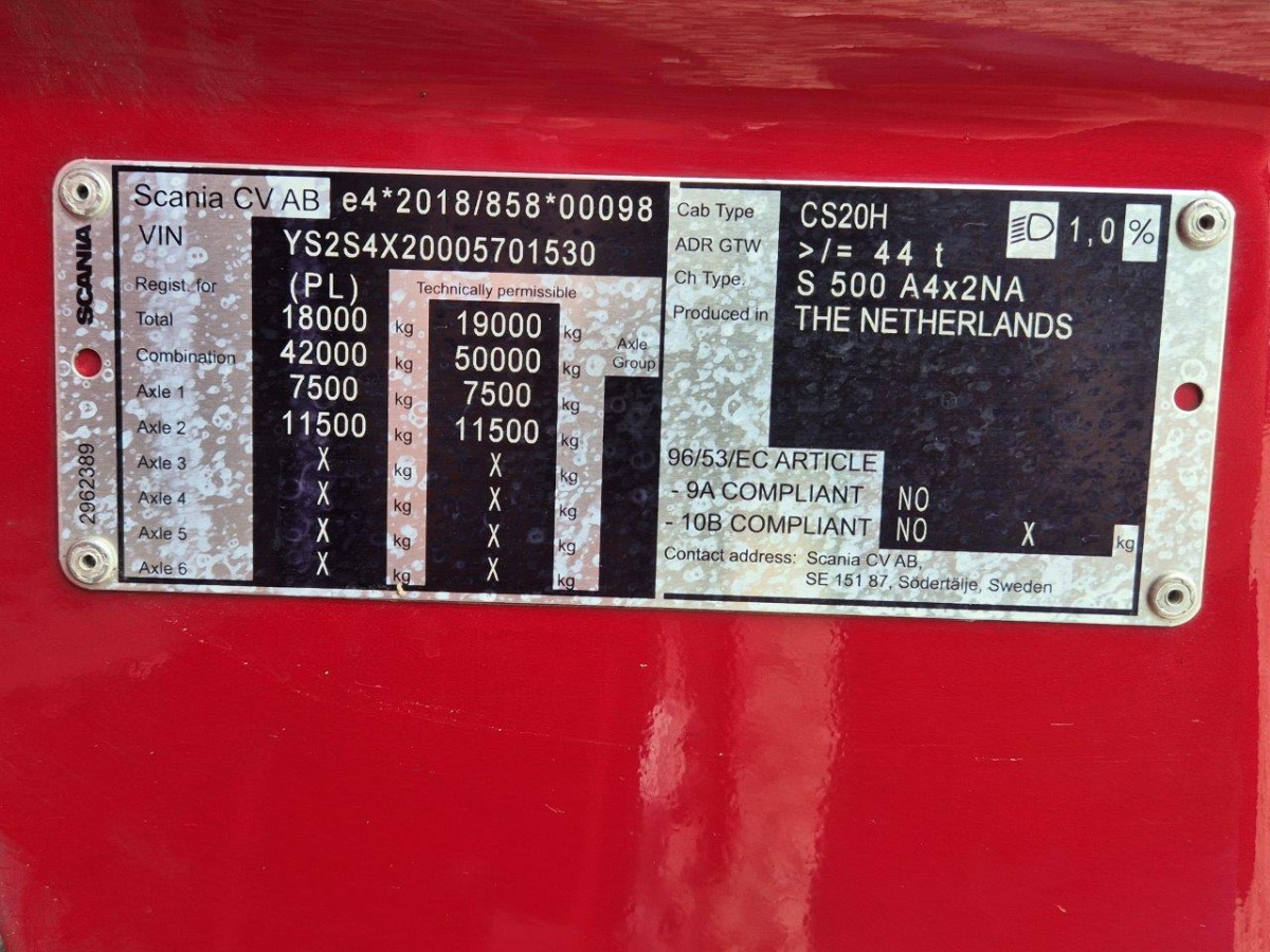 Tractor SCANIA S500 CIĄGNIK SIODŁOWY: foto 17