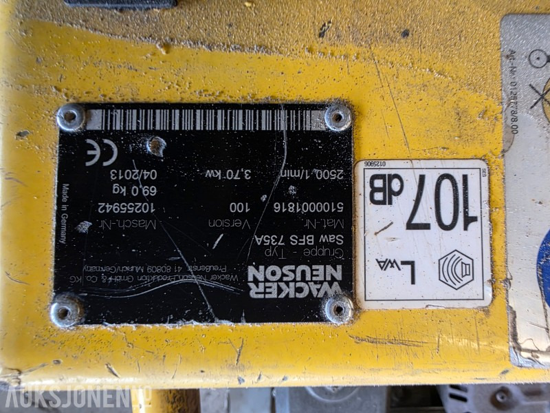 2013 Wacker Neuson Saw BFS 735A asfalt skjærer - Equipamento de construção: foto 4 2013 Wacker Neuson Saw BFS 735A asfalt skjærer - Equipamento de construção: foto 4