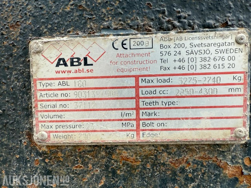 HBL 160 - Kranarm til Hjullaster - Hydraulisk - Store BM-Fester - Equipamento de Máquina de construção: foto 4 HBL 160 - Kranarm til Hjullaster - Hydraulisk - Store BM-Fester - Equipamento de Máquina de construção: foto 4