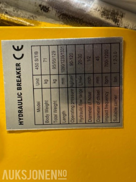 NY HENIMA 450 PIGGHAMMER TIL 1,2-3 TONNS GRAVEMASKIN S30 M/GARANTI - Martelo hidráulico de Máquina de construção: foto 5 NY HENIMA 450 PIGGHAMMER TIL 1,2-3 TONNS GRAVEMASKIN S30 M/GARANTI - Martelo hidráulico de Máquina de construção: foto 5