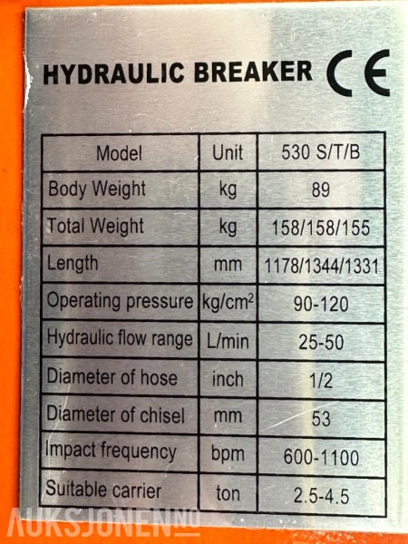 NY KM 530 PIGGHAMMER s40-FESTE CE merket FABRIKKGARANTI - Martelo hidráulico: foto 4 NY KM 530 PIGGHAMMER s40-FESTE CE merket FABRIKKGARANTI - Martelo hidráulico: foto 4